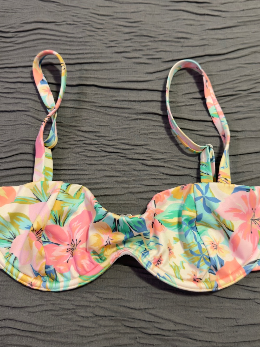 Billabong Floral Bikini Top in Pink, Green, Blue, Yellow